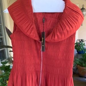 Jerry T Rust Red, XL, Vest, Peplum, Rhinestone Accents at Zipper, Tags On!